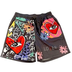 Manfinity Graffiti Graphic Shorts - Mens Size XL - Black - Lover